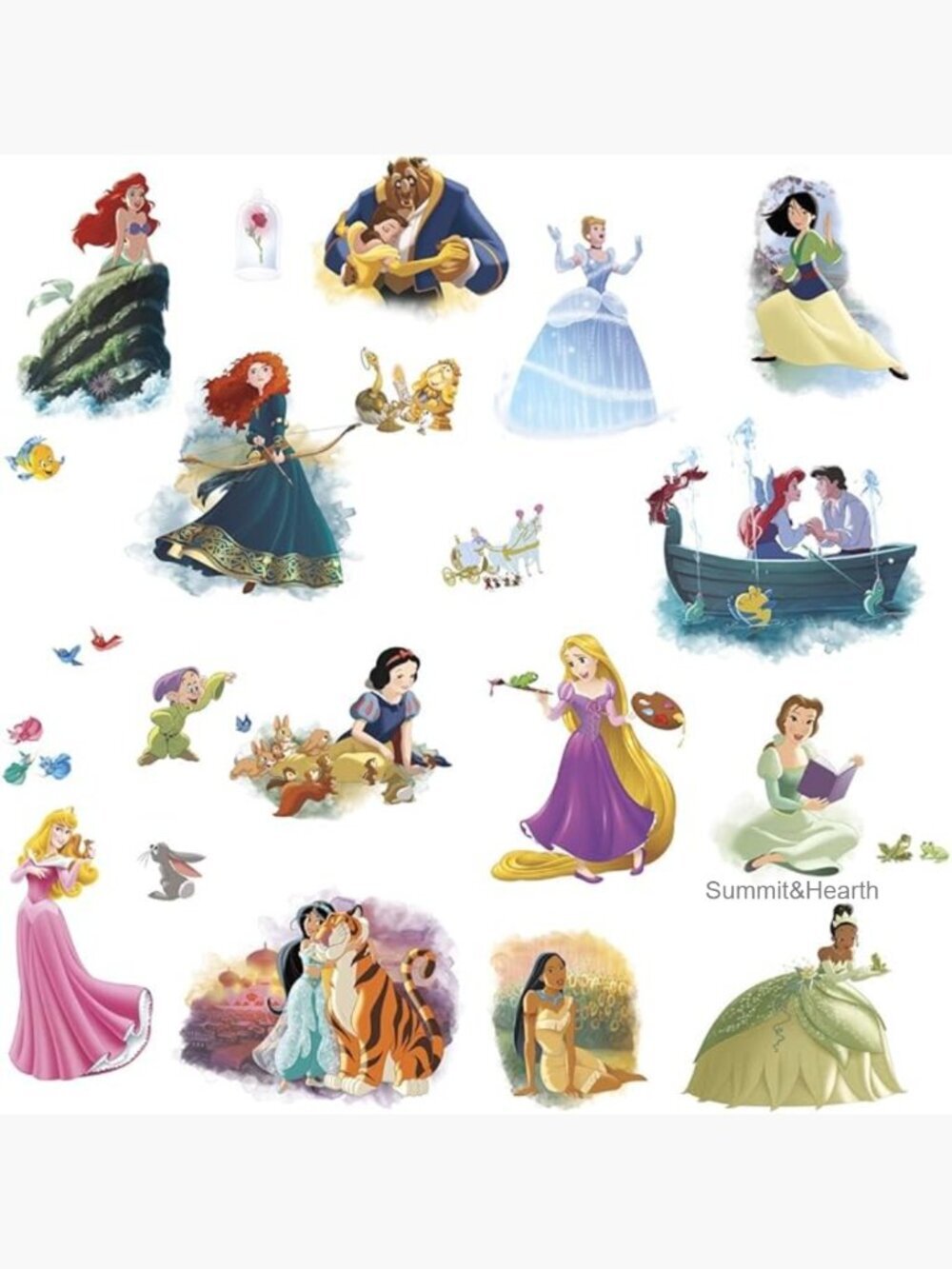 Disney Princess Wall Decals Set of 22 Peel and Stick Vinyl Stickers